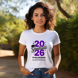 Camiseta Gorra de Graduado da Turma de 2026 Roxo Graduado