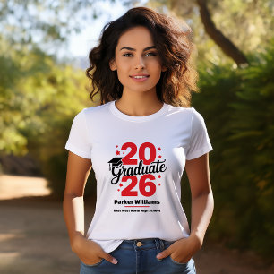 Camiseta Gorra de Graduado da Turma de 2026 Vermelho Grad