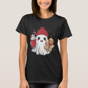 Camiseta Gorrito Fantasma Retro Natal Férias Natal Coffee G