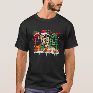 Camiseta Gorro de Natal do Papai Noel de Xadrez Vermelho Le