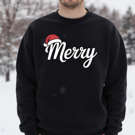 Camiseta Gorro de Natal Preto Ousado Feliz Natal