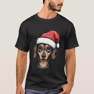 Camiseta Gorro de Papai Noel Dachshund Amante de Cachorro H