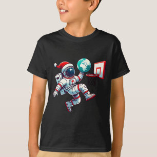 Camiseta Gorro de Papai Noel Engraçado Astronauta Dunking B