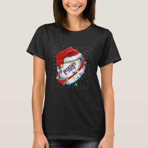 Camiseta Gorro de Papai Noel Engraçado Luzes de Natal de Ru
