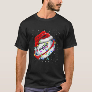 Camiseta Gorro de Papai Noel Engraçado Luzes de Natal de Ru