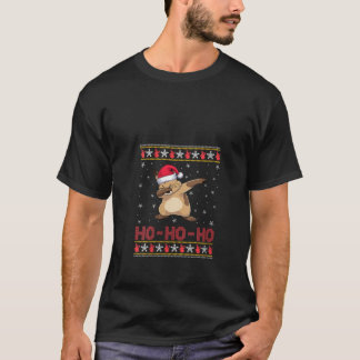 Camiseta Gorro de Papai Noel Feminino Pika Dabbing Ho Ho Ho