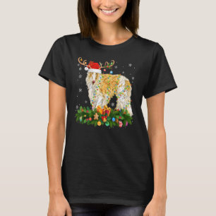Camiseta Gorro de Rena de Natal Borzoi Cachorro Santa Chris