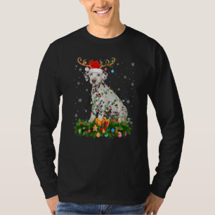 Camiseta Gorro de Rena de Natal Santa Cachorro Dálmata Chri