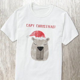 Camiseta Gorro Divertido de Capivara Natal Personalizado