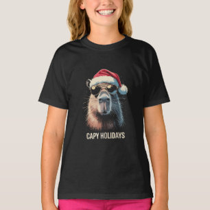 Camiseta Gorro Divertido de Natal Capivara Férias de Natal