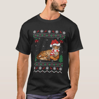 Camiseta Gorro Divertido do Papai Noel Amante de Tigre Pres