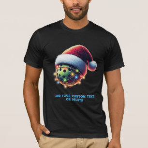 Camiseta Gorro do Papai Noel do Pickleball Feliz Natal Pick
