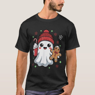 Camiseta Gorro Fantasma Retro Natal Festa de Natal Xmas Caf