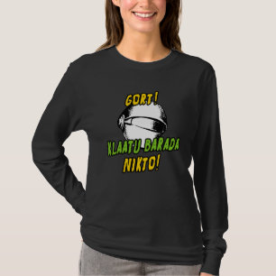 Camiseta GORT Klaatu Barada Nikto - Retro Filme de Ficção C