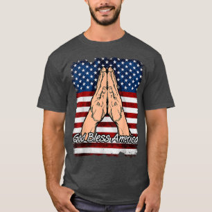 Camiseta Gospel de Mãos Rezando na América do deus abençoe