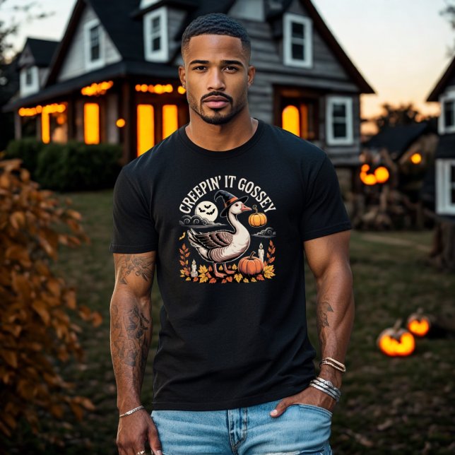 Camiseta Gossey Halloween Goose em Chapéu de Bruxas (Criador carregado)