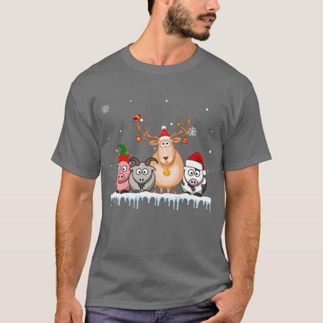 Camiseta Gosta de Natal Luzes Engraçadas Fazenda Natal Anim (Frente)