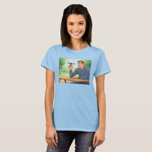 Camiseta Gosto Como A T-shirt azul das mulheres de frango