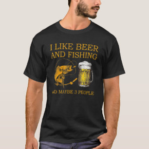 Camiseta Gosto Da Pesca Da Cerveja E Talvez De Três Pessoas