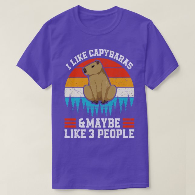 Camiseta Gosto de Capybaras e talvez 3 Pessoas de Rodent Ca (Frente do Design)