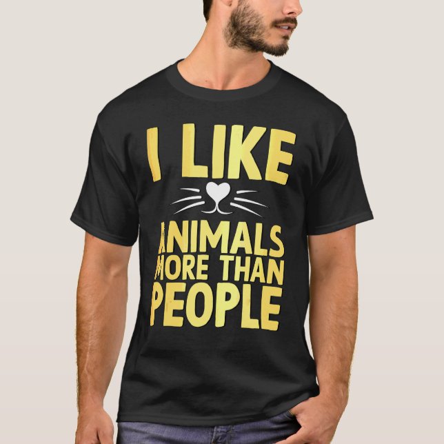 Camiseta Gosto Mais De Animais Do Que De Animais Engraçados (Frente)