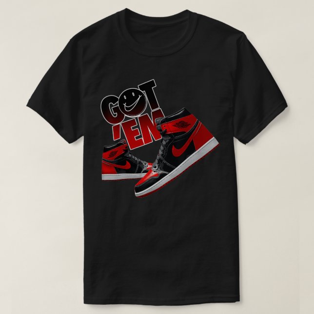 Camiseta Got Em Sneaker Matching Tees 1 High OG Patent Bred (Frente do Design)