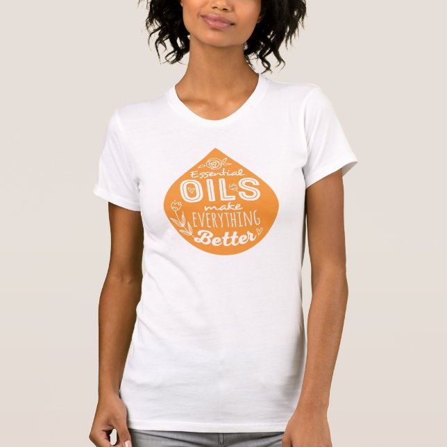 Camiseta Gota do óleo essencial de laranja selvagem (Frente)