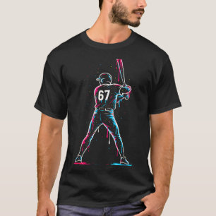 Camiseta Gotejamento de Beisebol 6 7 Número 67 Seis Sete Me