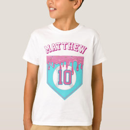 Camiseta Gotejamento de Beisebol Rosa