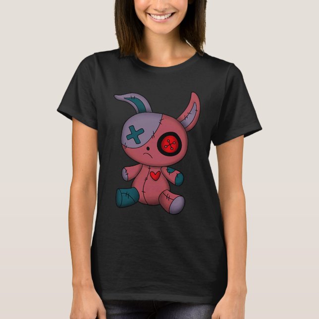 Camiseta Goth Bunny Cute Gothic Teen Creepy Voodoo doll Gir (Frente)