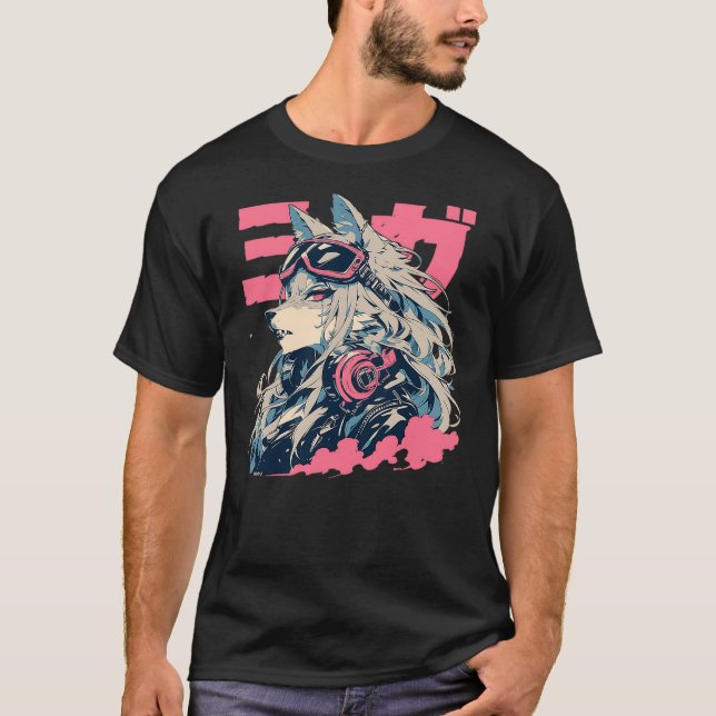 Camiseta Goth Grunge Demon Anime Furry Wolf Horror Alt Aest (Frente)