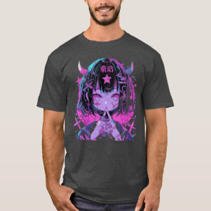 Camiseta Goth Grunge Demônio Anime Garota Waifu Horror Alt