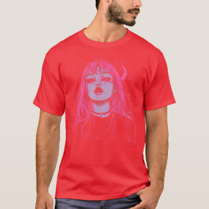 Camiseta Goth Grunge Demônio Anime Garota Waifu Horror Alt
