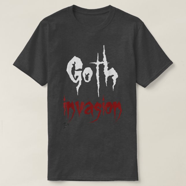Camiseta Goth Invasion Black Gothic Emo Horror Halloween 31 (Frente do Design)