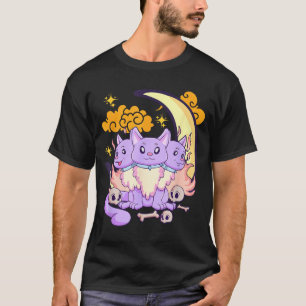 Camiseta Goth Pastel Kawaii Fofo Cão de 3 Cabeças Halloween