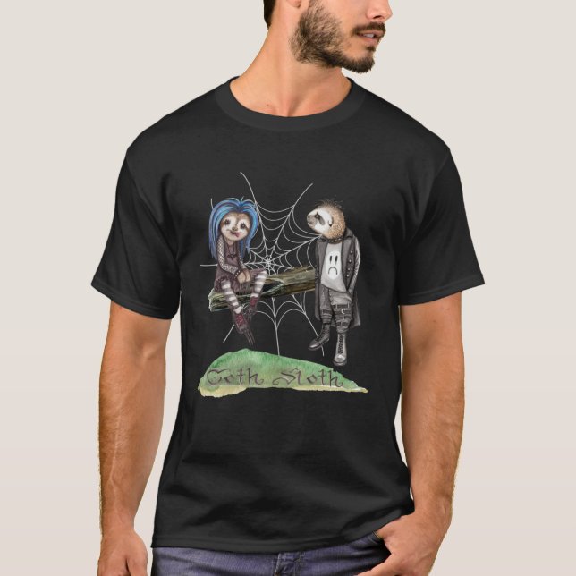 Camiseta Goth Sloth Couple Watercolor Mysterious Gothic Dar (Frente)