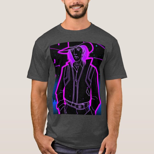 Camiseta Goth Synthwave Outrun Goth Cowboy girl (Frente)