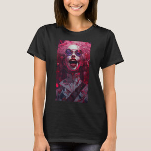 Camiseta Gothcore Joyful Chaos Female Villain com Pink Hai