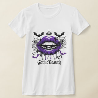 Camiseta Gothic Beauty Purple Dripping Lips T-Shirt