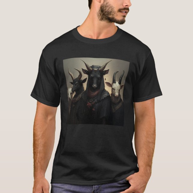 Camiseta Gothic Farm Animals in Goth Black Cloaks (Frente)