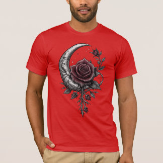 Camiseta Gothic Rose Crescent Moon Dark Floral Artwork