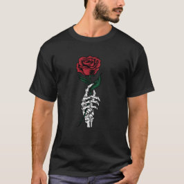 Camiseta Gothic Rose & Skeleton Hand Design — Dark Romantic