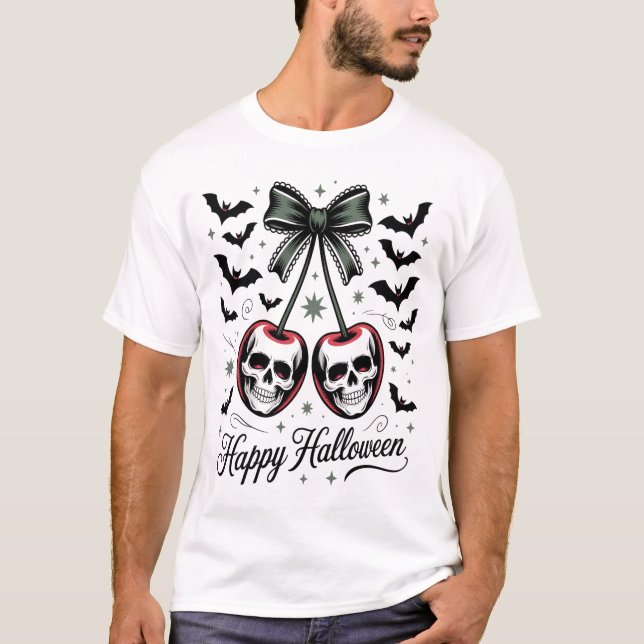 Camiseta Gothic Skull Cherry Halloween (Frente)