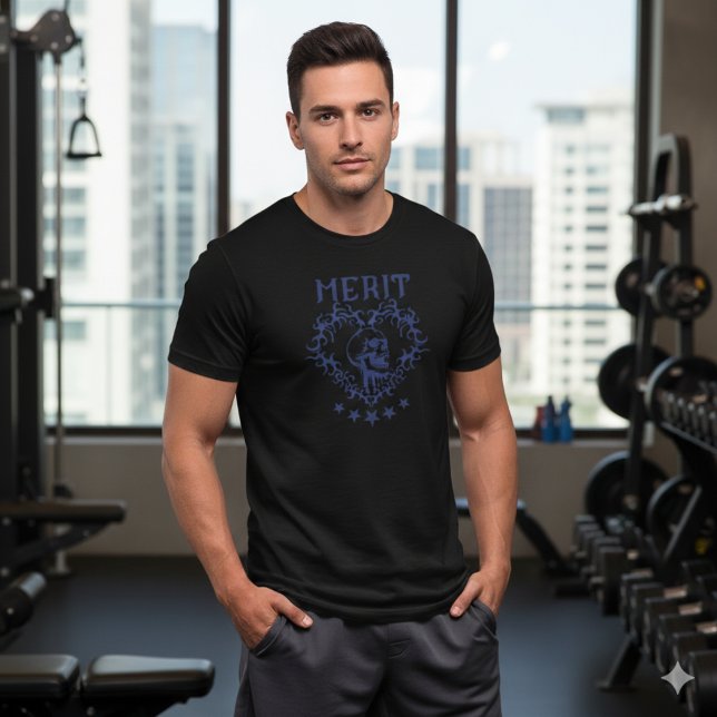 Camiseta Gothic Skull MERIT Graphic Black T-Shirt (Criador carregado)