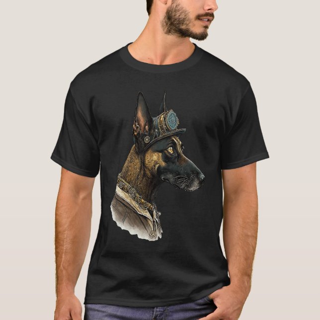 Camiseta Gothic Steampunk Belgian Malinois (Frente)