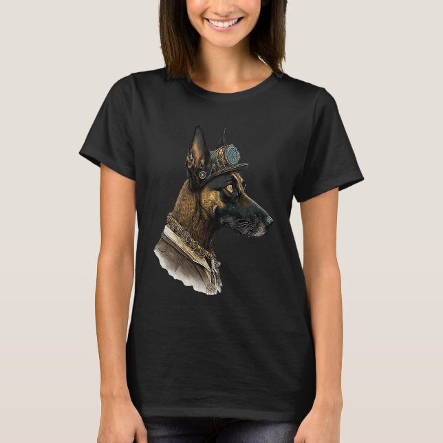 Camiseta Gothic Steampunk Belgian Malinois (Frente)
