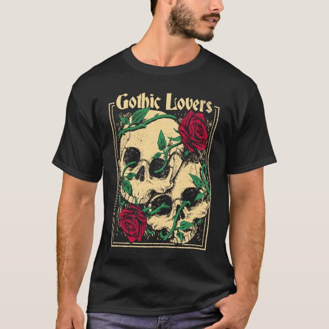 Camiseta Gothic  Witch Pagan Wiccan Wicca Roses & Skulls (Frente)