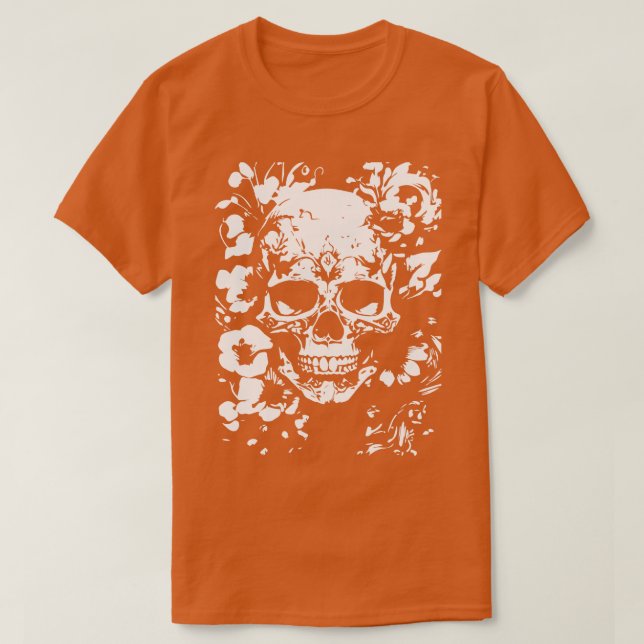 Camiseta gótica com rosas 5 (Frente do Design)