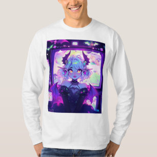 Camiseta Gótica Cyberpunk Demon Fantasy Anime Girl
