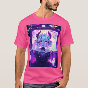 Camiseta Gótica Cyberpunk Demon Fantasy Anime Girl